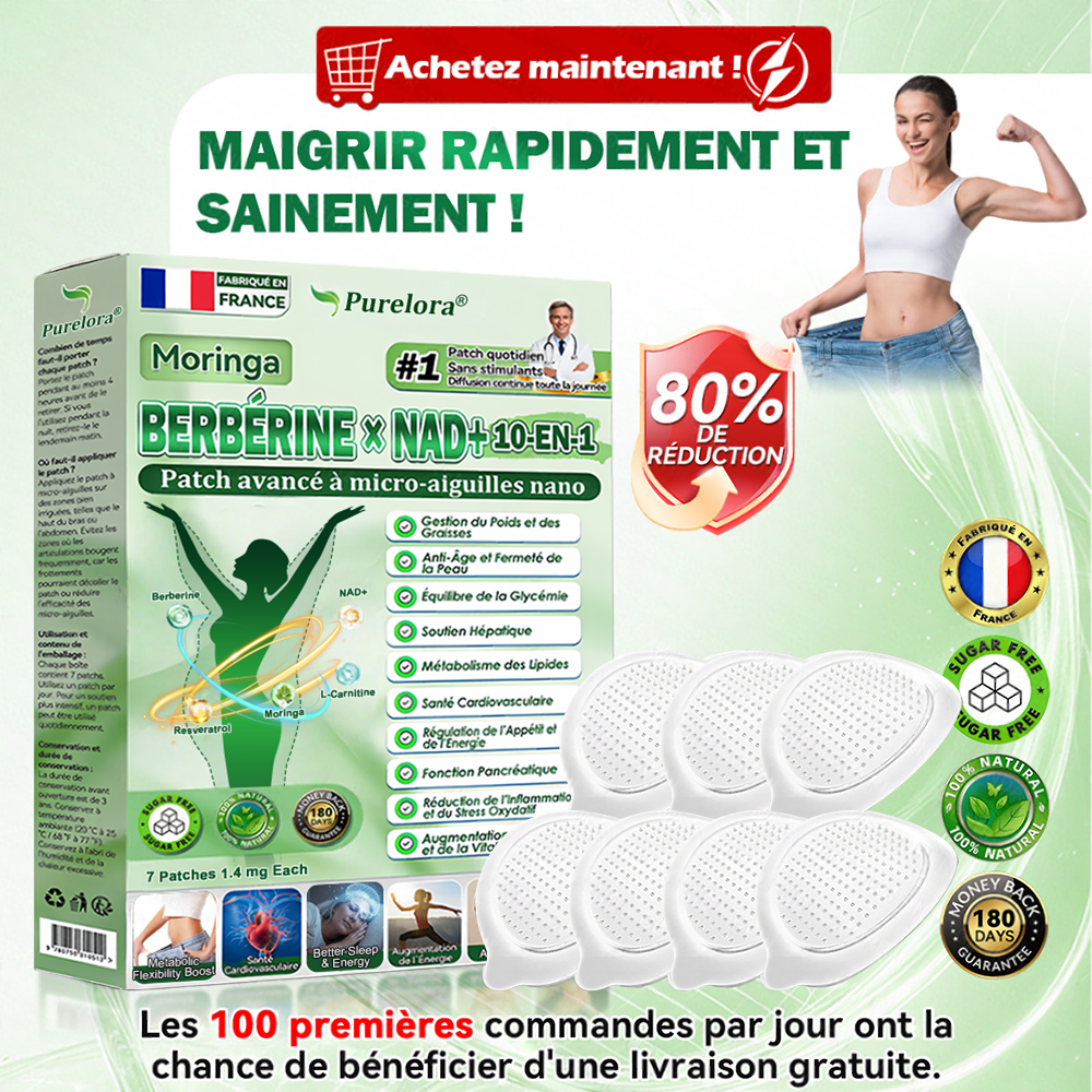 [Magasin officiel phare]👩‍⚕️ | Purelora® Moringa · Berbérine × NAD+ 10-en-1 Patch Nano-Aiguilles Avancé 🇫🇷 | 𝘽𝙖𝙠𝙚𝙙 𝙗𝙮 𝙨𝙘𝙞𝙚𝙣𝙘𝙚 | Formule 10-en-1 | Résultats en 7 jours ⏳