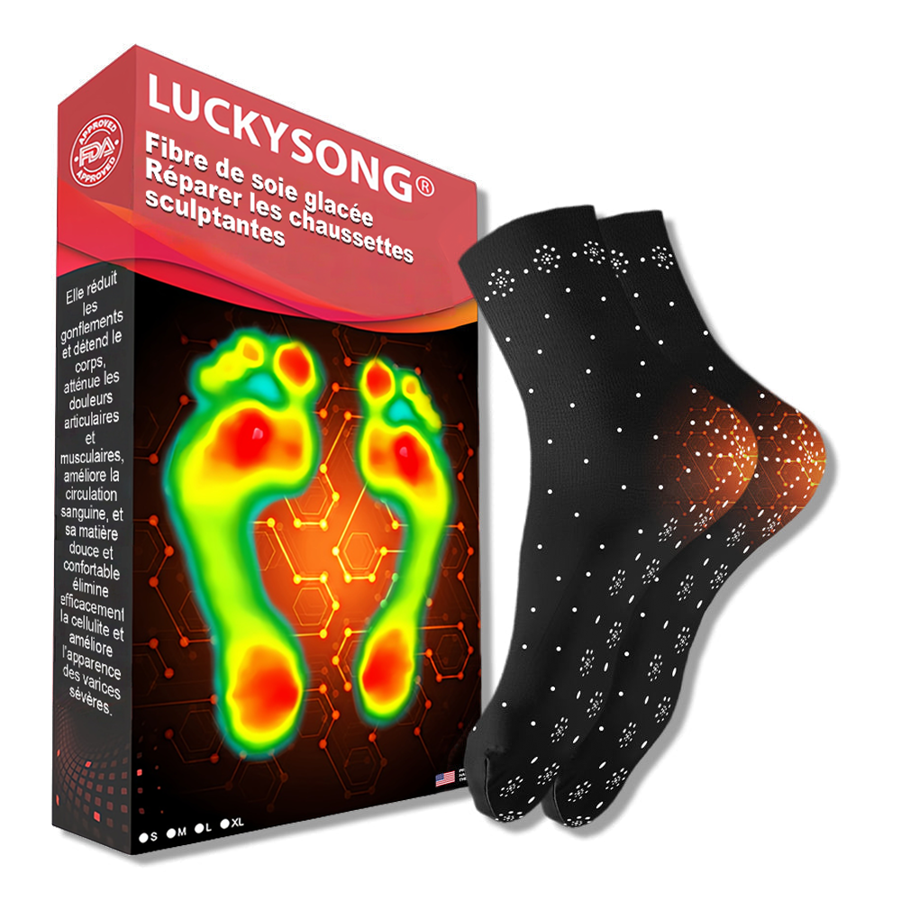 📢[💎Boutique officielle de la marque💎] LuckySong® Chaussettes réparatrices sculptantes en fibre ionique de soie glacée 2026