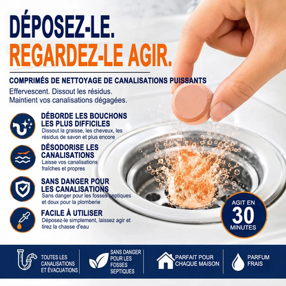 💥IEY® Pastilles nettoyantes moussantes pour canalisations — Oxygène actif | Élimine les nuisibles des canalisations | Sans javel, sans soude caustique, sans danger pour les tuyaux