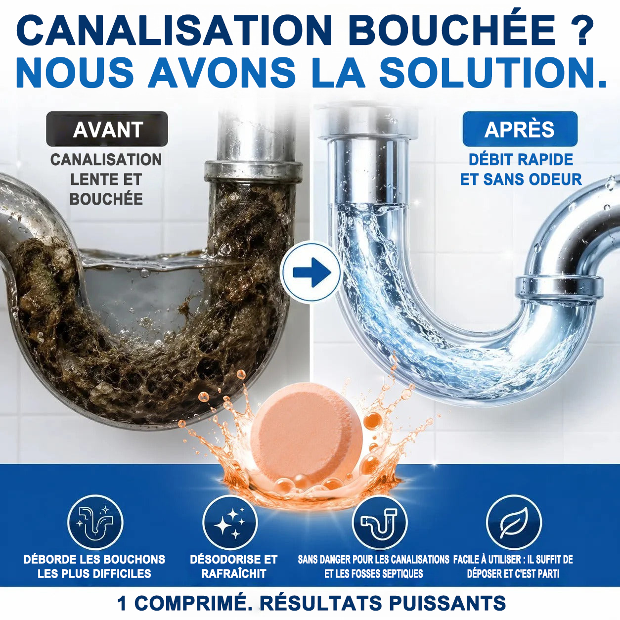 💥IEY® Pastilles nettoyantes moussantes pour canalisations — Oxygène actif | Élimine les nuisibles des canalisations | Sans javel, sans soude caustique, sans danger pour les tuyaux