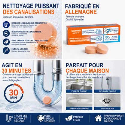 💥IEY® Pastilles nettoyantes moussantes pour canalisations — Oxygène actif | Élimine les nuisibles des canalisations | Sans javel, sans soude caustique, sans danger pour les tuyaux