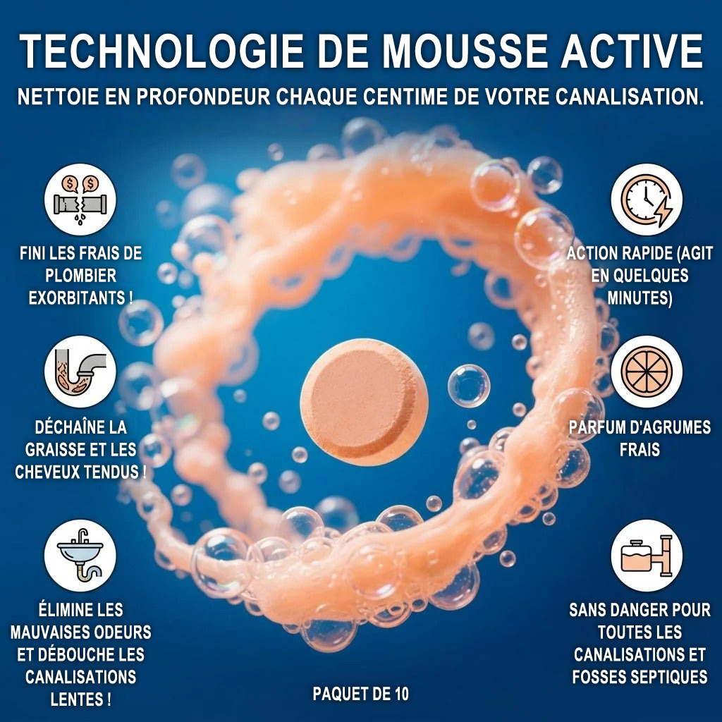 💥IEY® Pastilles nettoyantes moussantes pour canalisations — Oxygène actif | Élimine les nuisibles des canalisations | Sans javel, sans soude caustique, sans danger pour les tuyaux