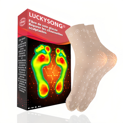 📢[💎Boutique officielle de la marque💎] LuckySong® Chaussettes réparatrices sculptantes en fibre ionique de soie glacée 2026