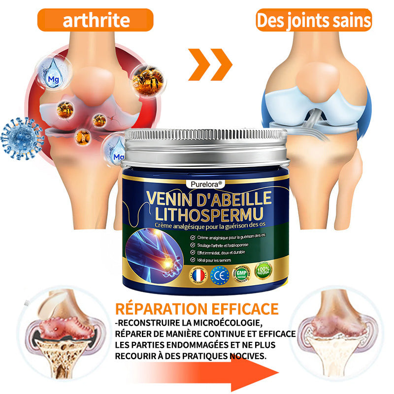 Purelora®🔥 Crème apaisante et cicatrisante pour les os au venin d'abeille et au lithospermum 👑👑 (spécialement conçue pour les personnes âgées)