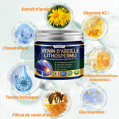 Purelora®🔥 Crème apaisante et cicatrisante pour les os au venin d'abeille et au lithospermum 👑👑 (spécialement conçue pour les personnes âgées)