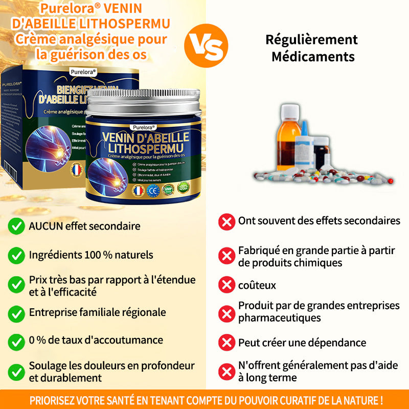 Purelora®🔥 Crème apaisante et cicatrisante pour les os au venin d'abeille et au lithospermum 👑👑 (spécialement conçue pour les personnes âgées)
