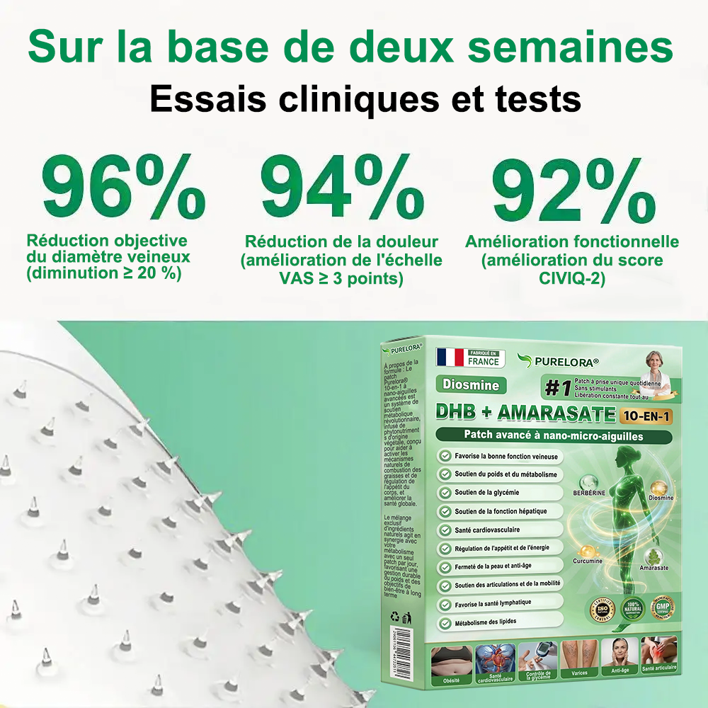 🇫🇷𝐍𝐨𝐮𝐯𝐞𝐥𝐥𝐞 𝐟𝐨𝐫𝐦𝐮𝐥𝐞 𝐛𝐫𝐞𝐯𝐞𝐭é𝐞🏅 | 𝐏𝐮𝐫𝐞𝐥𝐨𝐫𝐚® 𝐌𝐞𝐭𝐚𝐛𝐨𝐥𝐢𝐜 𝐌𝐚𝐭𝐫𝐢𝐱™ – 𝐏𝐚𝐭𝐜𝐡 𝐍𝐚𝐧𝐨 à 𝐌𝐢𝐜𝐫𝐨𝐧𝐞𝐞𝐝𝐥𝐞𝐬 𝟏𝟎-𝐞𝐧-𝟏 𝐃𝐇𝐁 + 𝐀𝐦𝐚𝐫𝐚𝐬𝐚𝐭𝐞 ✅Efficace contre l’obésité, le relâchement cutané, le diabète, l’hypertension, le lymphœdème, les varices et les problèmes articulaires