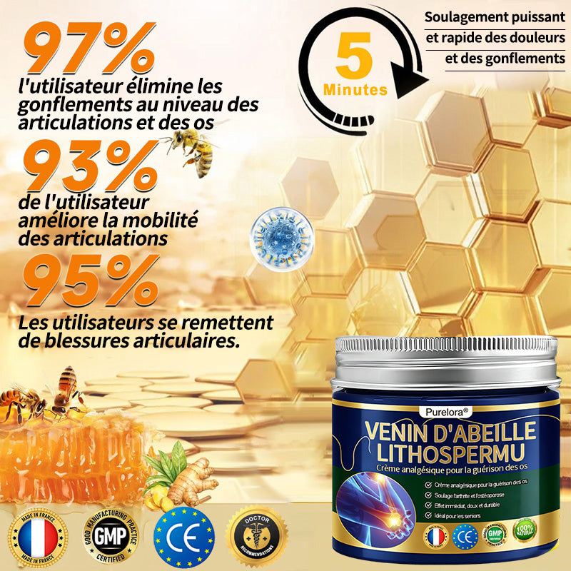 Purelora®🔥 Crème apaisante et cicatrisante pour les os au venin d'abeille et au lithospermum 👑👑 (spécialement conçue pour les personnes âgées)