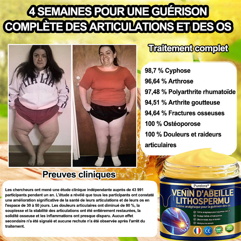 Purelora®🔥 Crème apaisante et cicatrisante pour les os au venin d'abeille et au lithospermum 👑👑 (spécialement conçue pour les personnes âgées)