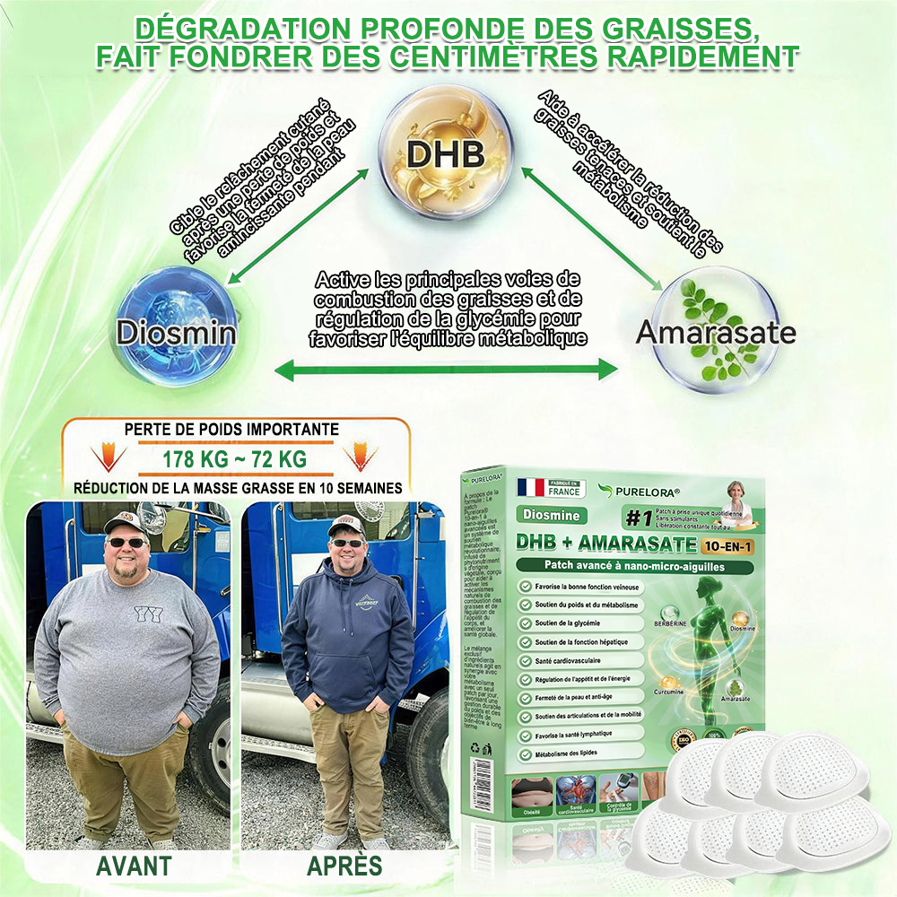 🇫🇷𝐍𝐨𝐮𝐯𝐞𝐥𝐥𝐞 𝐟𝐨𝐫𝐦𝐮𝐥𝐞 𝐛𝐫𝐞𝐯𝐞𝐭é𝐞🏅 | 𝐏𝐮𝐫𝐞𝐥𝐨𝐫𝐚® 𝐌𝐞𝐭𝐚𝐛𝐨𝐥𝐢𝐜 𝐌𝐚𝐭𝐫𝐢𝐱™ – 𝐏𝐚𝐭𝐜𝐡 𝐍𝐚𝐧𝐨 à 𝐌𝐢𝐜𝐫𝐨𝐧𝐞𝐞𝐝𝐥𝐞𝐬 𝟏𝟎-𝐞𝐧-𝟏 𝐃𝐇𝐁 + 𝐀𝐦𝐚𝐫𝐚𝐬𝐚𝐭𝐞 ✅Efficace contre l’obésité, le relâchement cutané, le diabète, l’hypertension, le lymphœdème, les varices et les problèmes articulaires